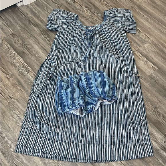 Free People Navy and White Striped Dress with Bloomer Shorts - Picture 3 of 4